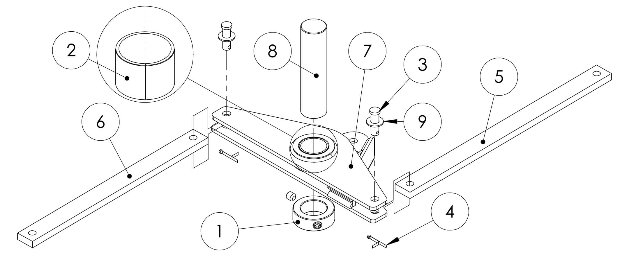 HB-1030-Base-Center Steer Subparts-SN-D01-10010-D01-29999